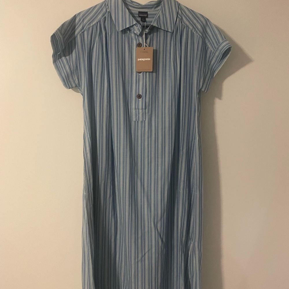 Blue Patagonia dress with tie